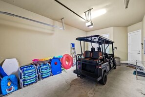 6 Seat golf cart, beach chairs, toys, etc