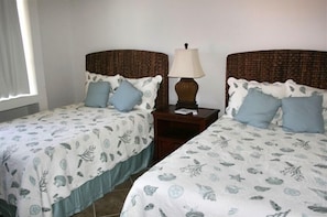 2-full size beds, room has  toys, books, and puzzles-gorgeous mountain view