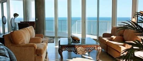 Living Area with a beautiful view of the Gulf of Mexico