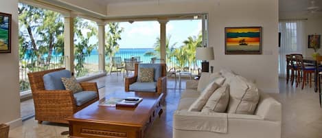 Beautiful lounge with wrap around balcony