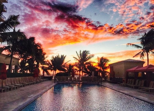 Beautiful view over infinity pool