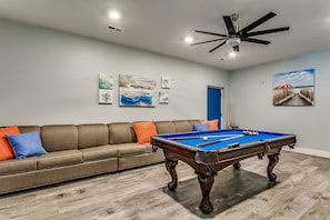 game room with pool table and shuffleboard table