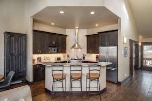 Seating for three at the kitchen island