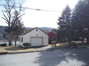 View of our home from across the street with Hudson River in background