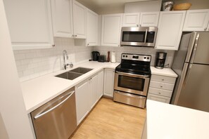 Kitchen with stainless steel appliances