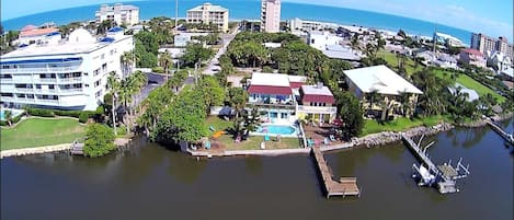 View of the house and river and beach