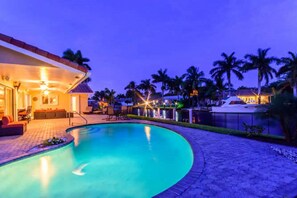 Pool Deck at night.