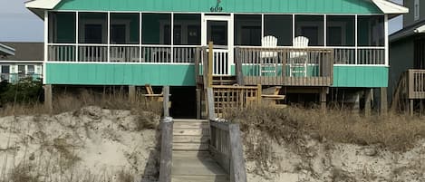 View of the cottage from the beach. 