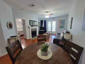 Dining area next to living room