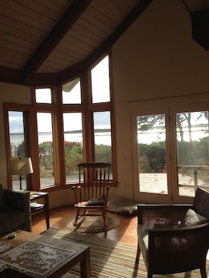 Living room showing view of the water