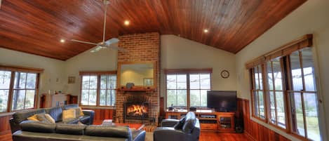 Living room with cathedral ceiling