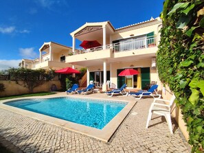 Semi detached split-level villa with private pool, super sea views