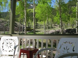 Relax in comfortable chairs on the porch and enjoy in cool mountain breezes.