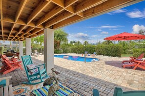 Downstairs poolside lounge area
