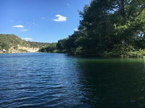 Looking upriver from middle of the clear deep Guadalupe