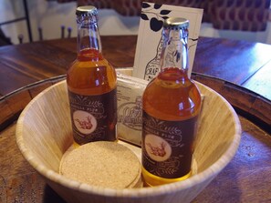 Enjoy some local craft cider and popcorn on arrival, our gift to you!
