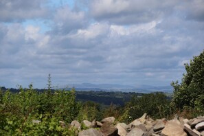 View of the Cambrian Mountains from the cottage frontage.