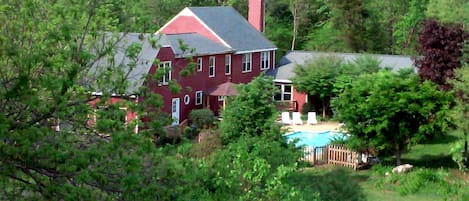 Great view of the Farmhouse and pool