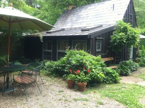 Gothic Cottage - side view. Lots of lights coming in from windows & skylight