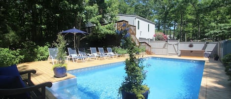 View from pool towards house