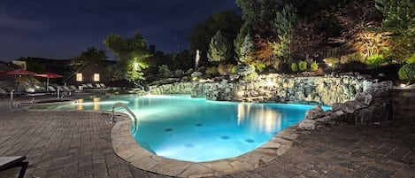 The beautiful grotto pool located right on the resort!