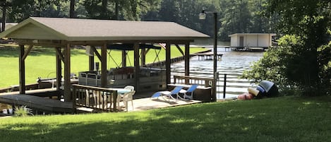 Nice dock for your jetski, boat or to launch the canoe or kayaks that we provide