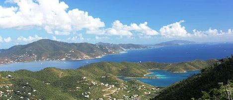 Orchid Knoll's view to the east looks at sunrises, Coral Bay and the BVI's