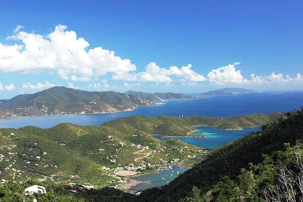 Your primary view looks to the east, from Coral Bay to Hurricane Hole and the east end of St John