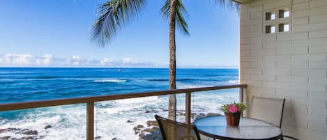 Kuhio Shores 315 is as close to the ocean as you can get in Poipu