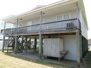 Back View of Cottage -Covered Porch & Outdoor Shower