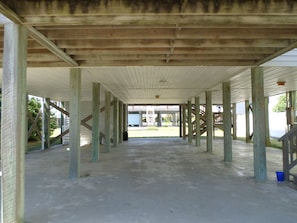 Spacious concreted carport