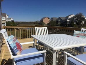 Upstairs deck overlooking canal