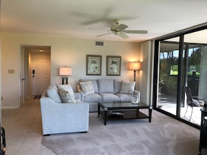 Living Room with new furnishings and new carpet