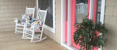 Front door and Porch area for relaxing!