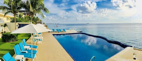 Our infinity pool hangs on the sea with views that will take your breath away!