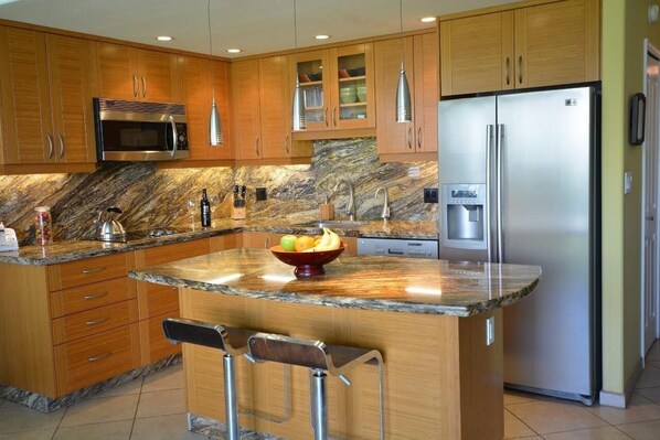 Custom Eco Friendly Bamboo Kitchen Cabinets & Granite Counter Tops.