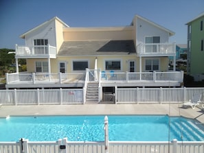 From the Dune top sitting area looking at the pool and back of Duplex