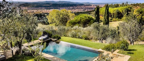 Villa's private pool, overlooking all of Florence's main monuments..