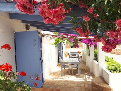 Typisches Haus von Formentera mit Pool, großer Veranda und Garten