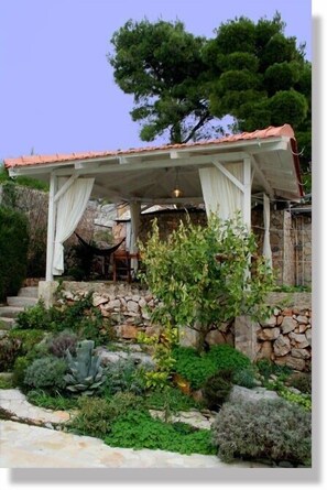 gazebo in the garden - a delightful spot for enjoying the morning cappuccino