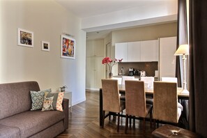 Living room and dining area