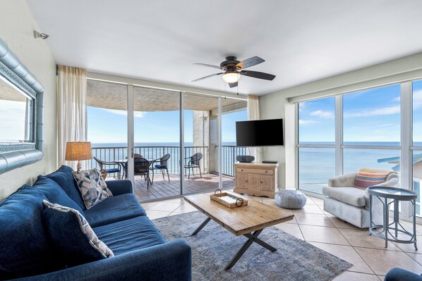 Living room with incredible Gulf Views