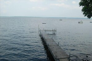 the dock; at the end there is a ladder for easy entry into and exit out of lake.