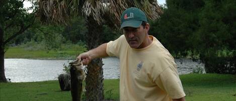 This is my olderbrother, Paul. You may notice he loves to fish from our dock. :)