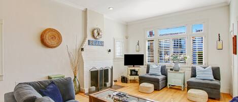 Gorgeous living room with high ceilings!