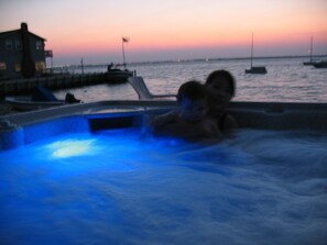 Now this is a vacation!!!
Sitting in the Hot Tub with Spectacular Bay Sunsets