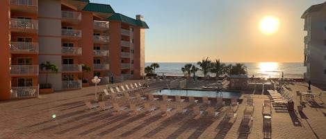 Sunset view from our balcony located on the 2nd floor of The Beach Cottage