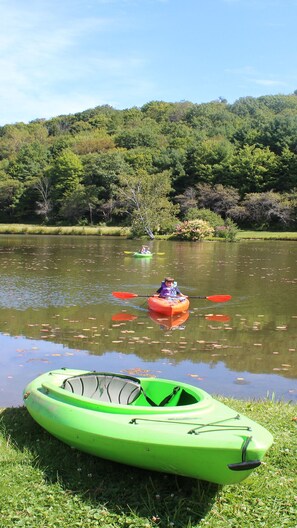 Kayak racing on our wonderful 7 acre lake right outside your back door