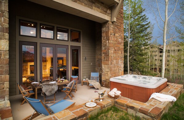 Private deck with hot tub.  Direct access to slopes