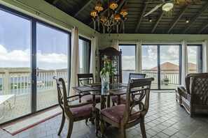 Dining table with view of ocean